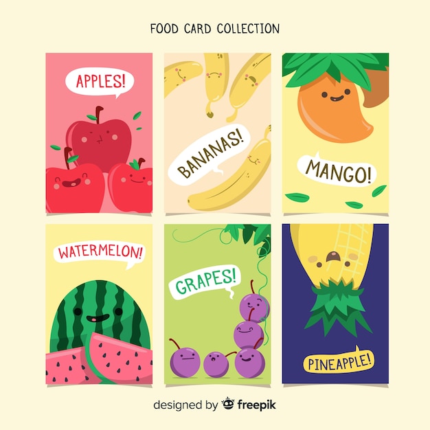 Vector gratuito set de tarjetas de comida