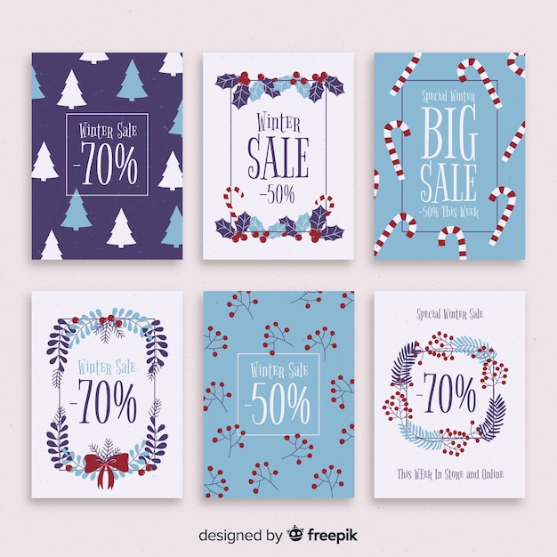 Set de tarjetas de compras de invierno