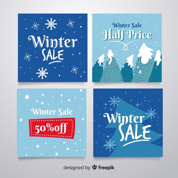 Set de tarjetas de compras de invierno