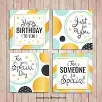 Vector gratuito set de tarjetas de cumpleaños abstractas con detalles dorados