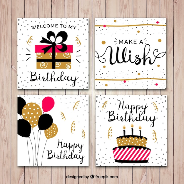 Set de tarjetas de cumpleaños planas