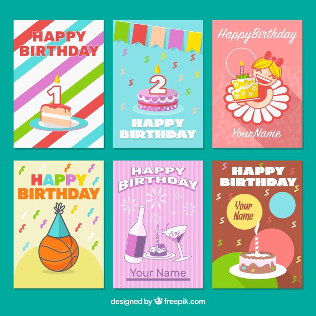 Set de tarjetas de cumpleaños