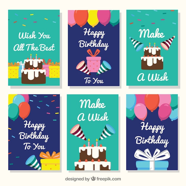 Set de tarjetas de cumpleaños