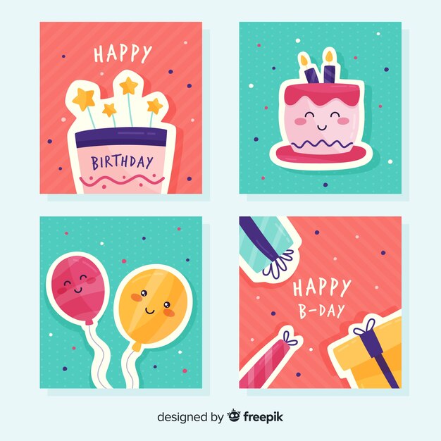 Set tarjetas cumpleaños