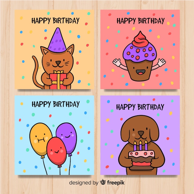 Set de tarjetas de cumpleaños