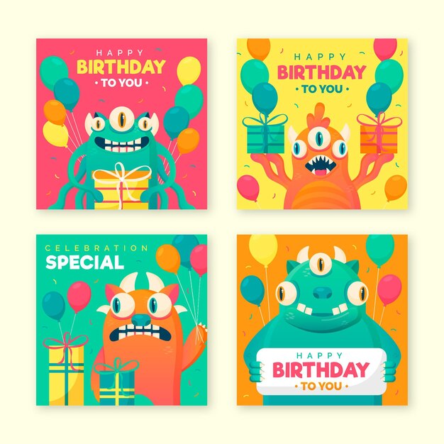 Set de tarjetas de cumpleaños
