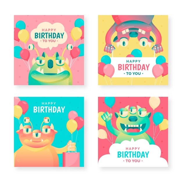Set de tarjetas de cumpleaños