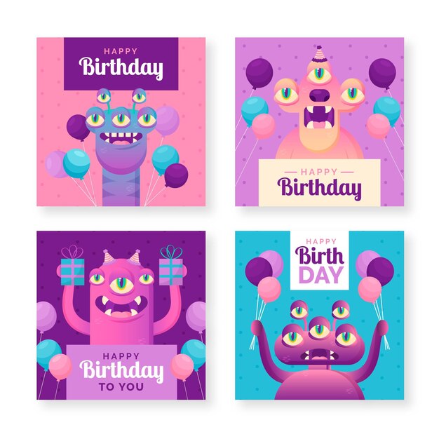 Set de tarjetas de cumpleaños