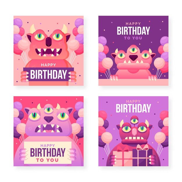 Set de tarjetas de cumpleaños
