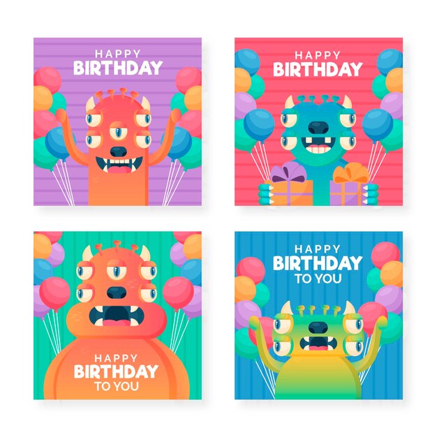 Set de tarjetas de cumpleaños