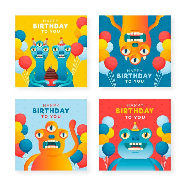 Set de tarjetas de cumpleaños