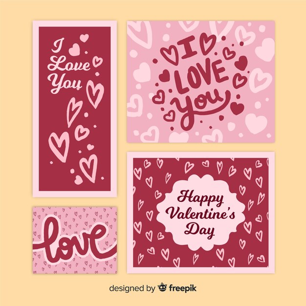 Set de tarjetas del día de san valentín