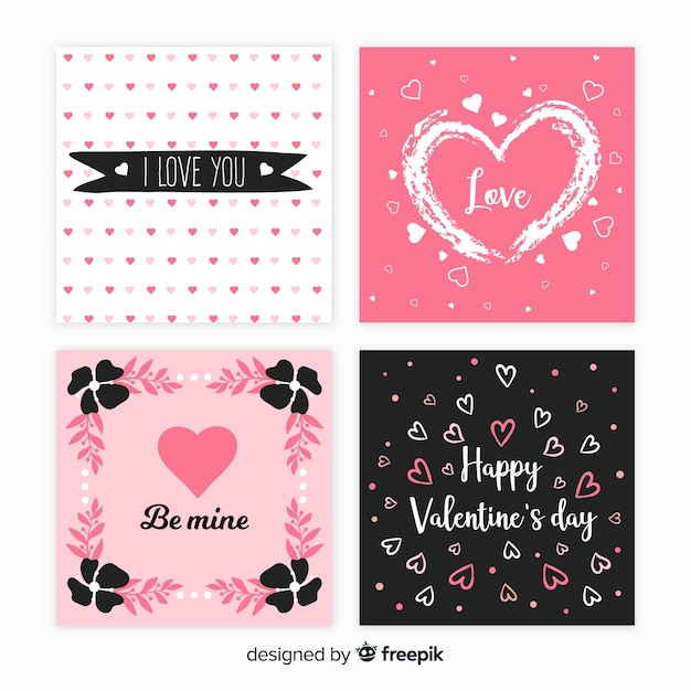 Vector gratuito set de tarjetas del día de san valentín