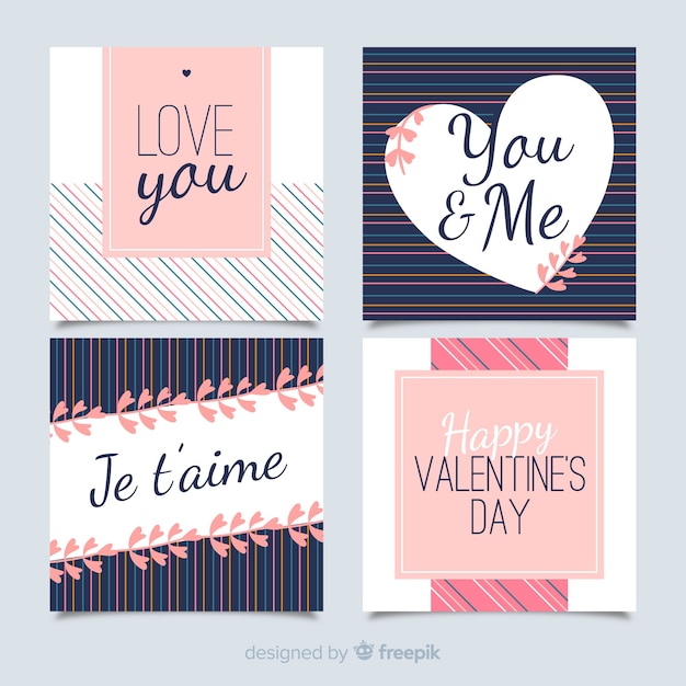 Vector gratuito set de tarjetas del día de san valentín