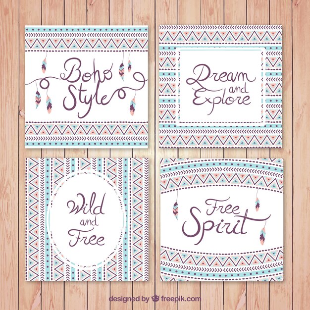 Set de tarjetas étnicas con mensajes 