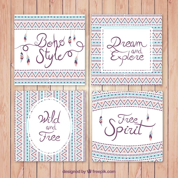 Set de tarjetas étnicas con mensajes 