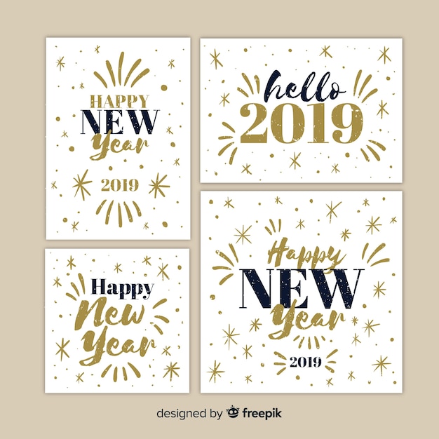 Set de tarjetas de felicitación de año nuevo