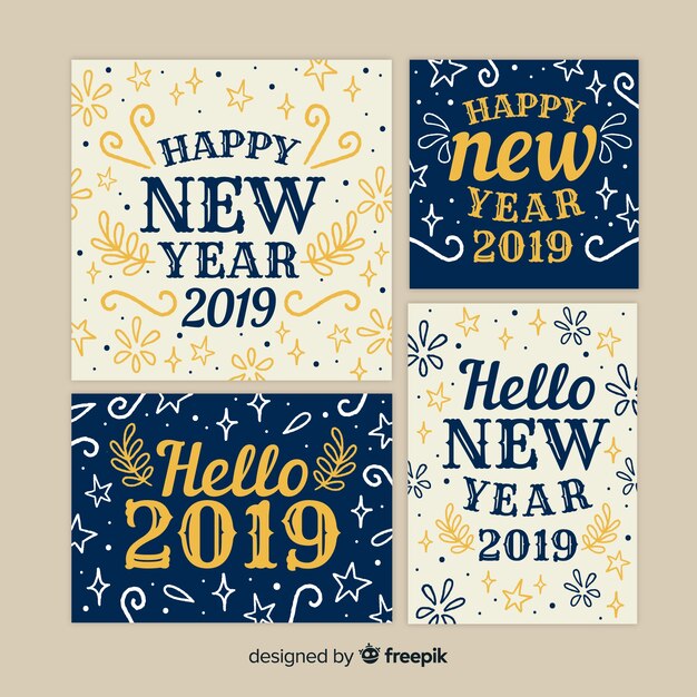 Set de tarjetas de felicitación de año nuevo