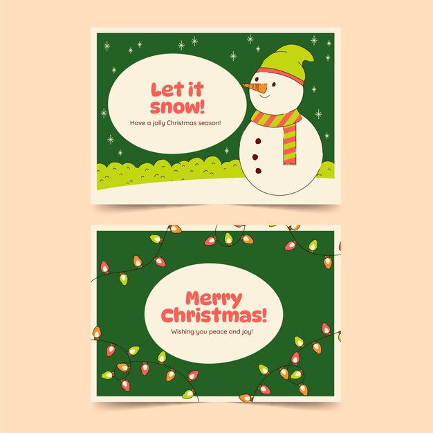 Set de tarjetas de felicitación navideñas planas