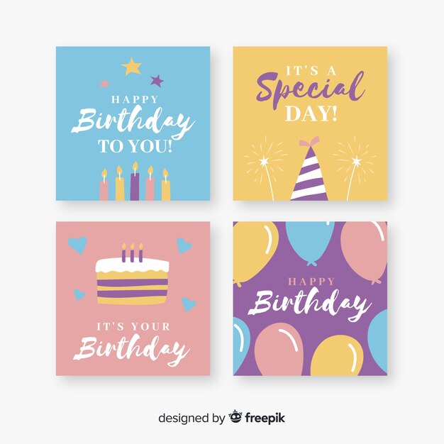 Set de tarjetas de feliz cumpleaños