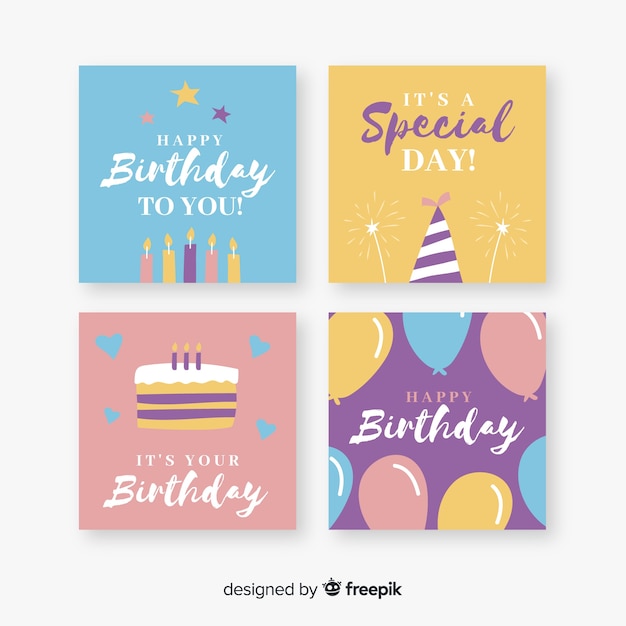 Set de tarjetas de feliz cumpleaños
