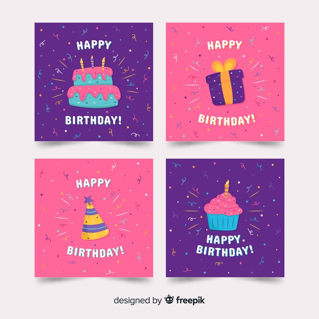 Set de tarjetas de feliz cumpleaños