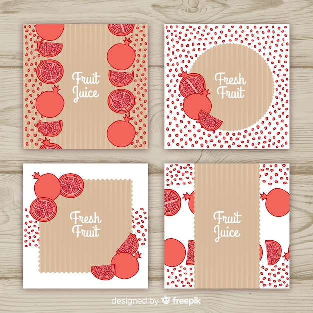Set tarjetas granada dibujadas a mano