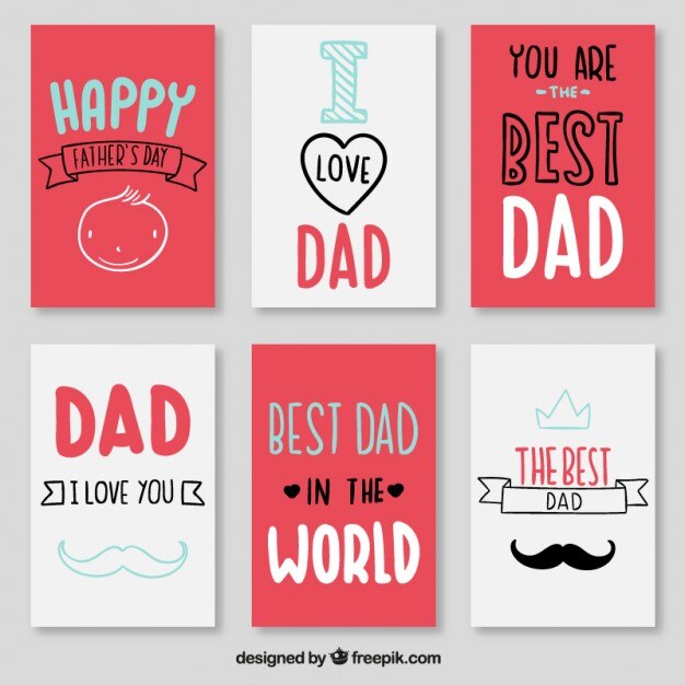 Set de tarjetas del mejor papá rojas