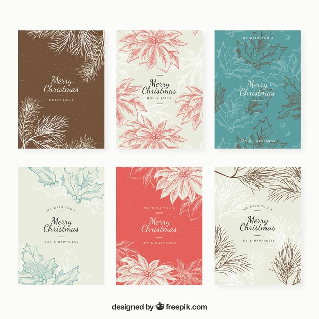Set de tarjetas de navidad florales