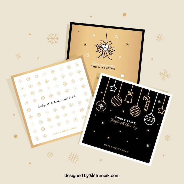 Vector gratuito set de tarjetas de navidad