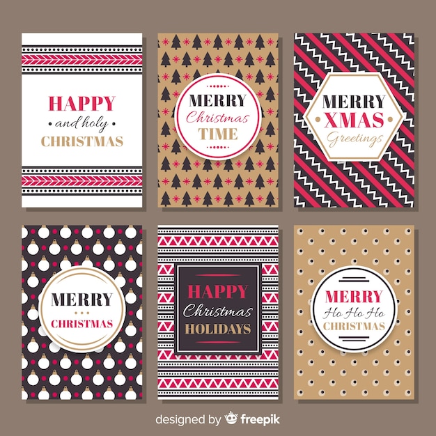 Vector gratuito set de tarjetas de navidad