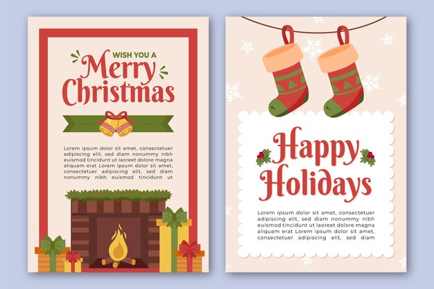 Set tarjetas navideñas de empresa dibujadas a mano