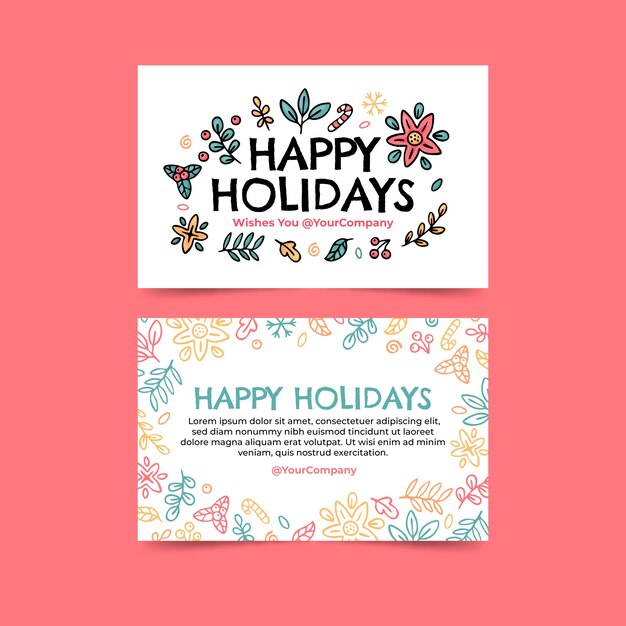 Set tarjetas navideñas de empresa dibujadas a mano