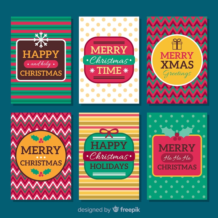Vector gratuito set de tarjetas navideñas