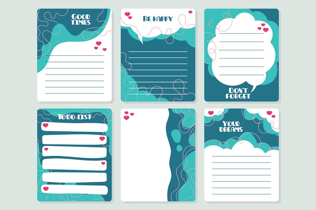 Vector gratuito set de tarjetas y notas decorativas para scrapbook