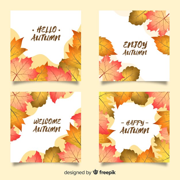 Set de tarjetas otoñales en acuarela