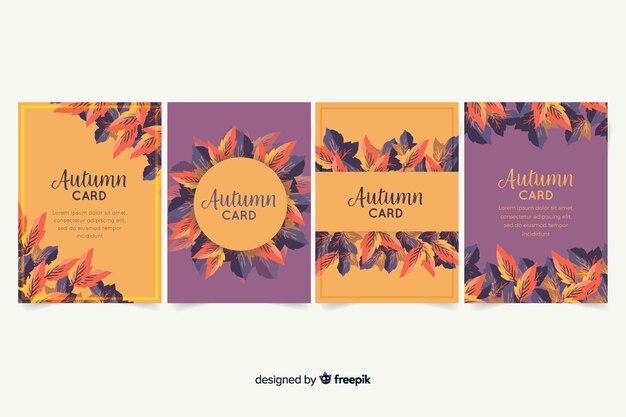 Set de tarjetas otoñales en acuarela