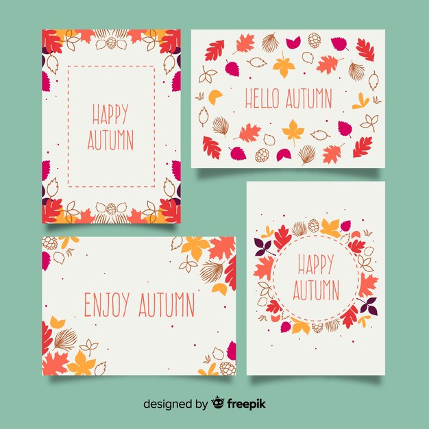 Set de tarjetas otoñales dibujadas