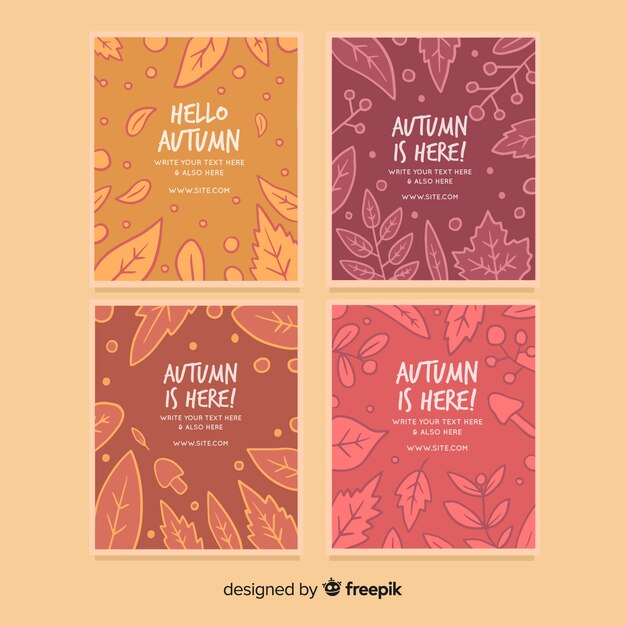 Set de tarjetas otoñales dibujadas