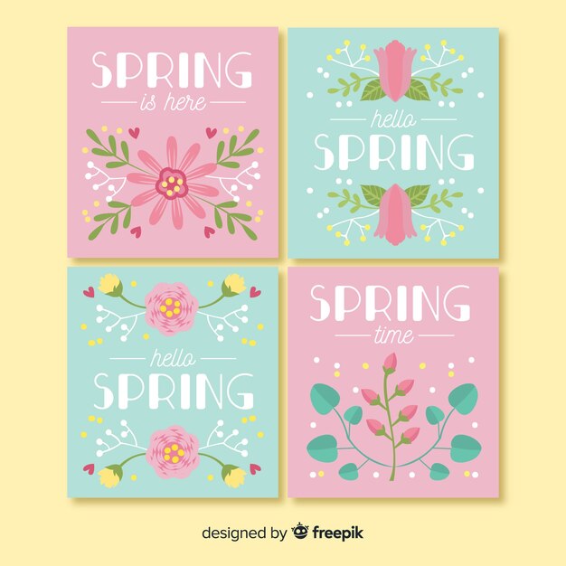 Set de tarjetas de primavera