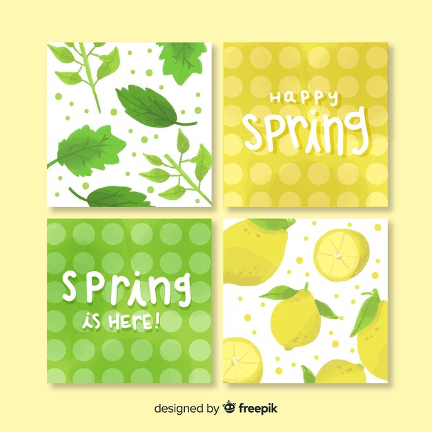 Set de tarjetas de primavera