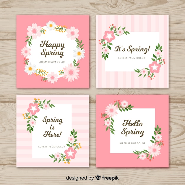 Vector gratuito set de tarjetas de primavera