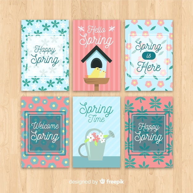 Vector gratuito set de tarjetas de primavera