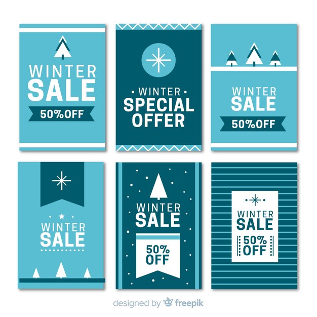 Set de tarjetas de rebajas de invierno