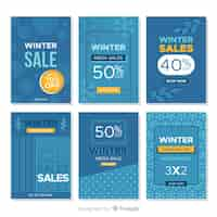 Vector gratuito set de tarjetas de rebajas de invierno