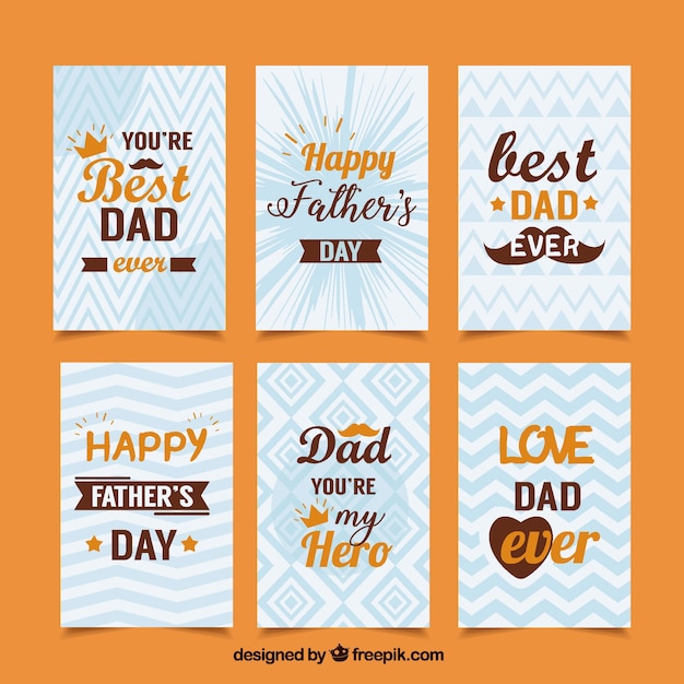 Vector gratuito set de tarjetas retro de feliz día del padre