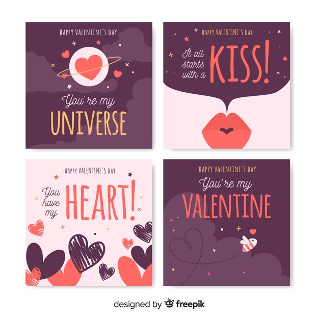 Set de tarjetas de san valentín