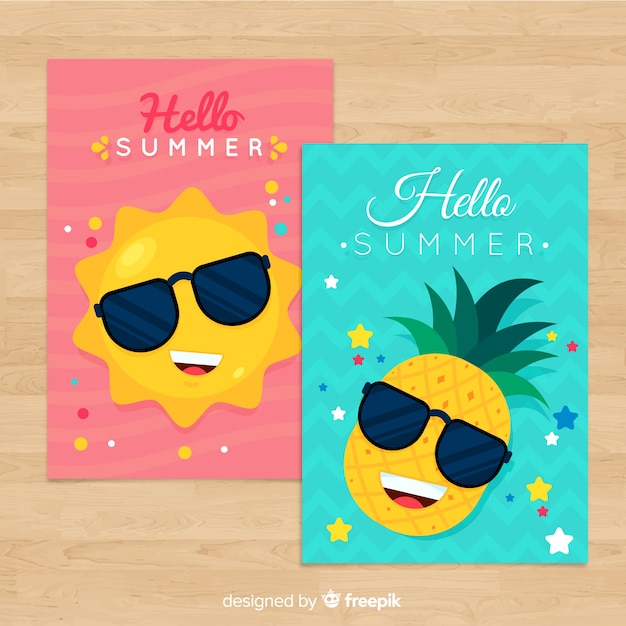 Vector gratuito set de tarjetas veraniegas