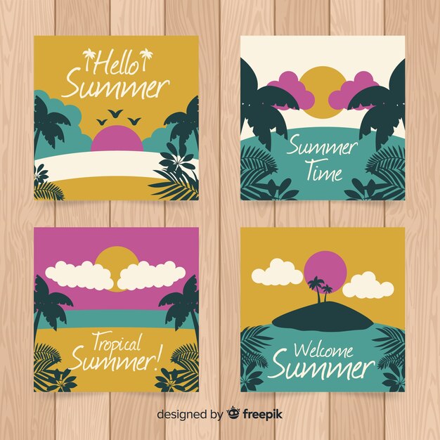 Set de tarjetas veraniegas