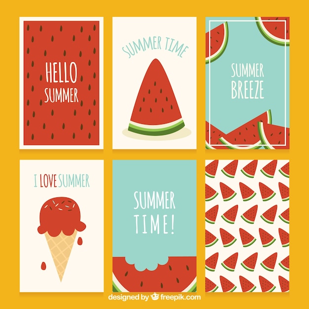 Set de tarjetas de verano con sandías